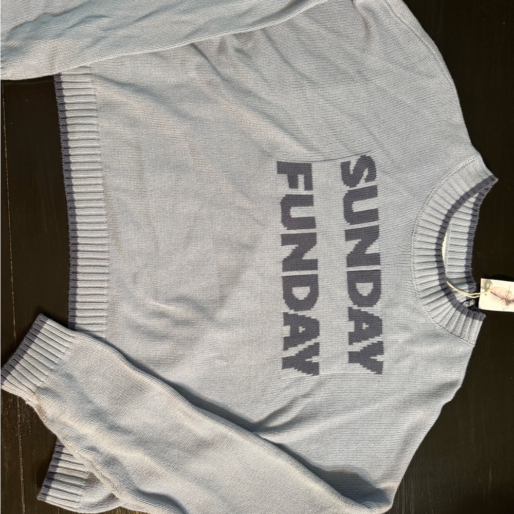 Sunday Funday Women's Blue Sweater- cropped